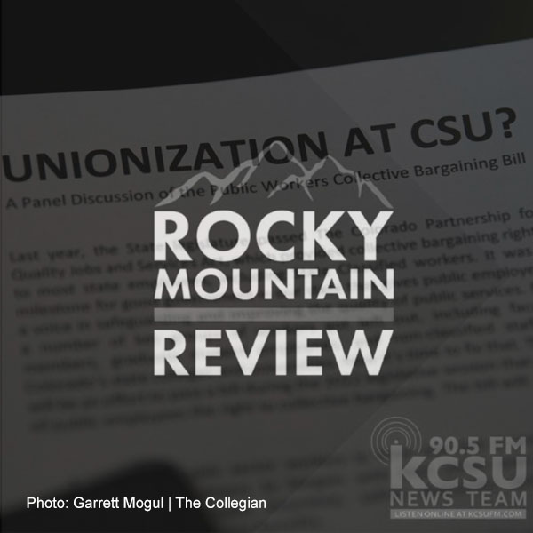 Unionization at CSU text with the Rocky Mountain Review Logo