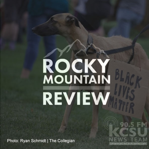 This decorative image shows a dog carrying a sign that says Black Lives Matter. The Rocky Mountain Review logo is placed over this image, which was originally taken by Ryan Schmidt of the Collegian.