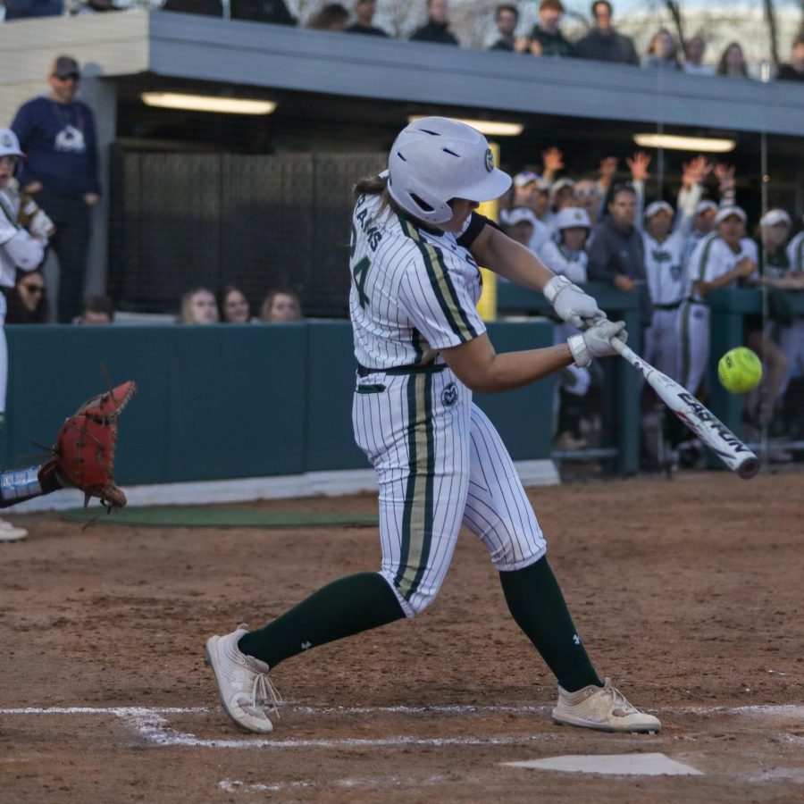 Jalyn McGuffin at bat in the game against UNLV. Photograph: Serena Bettis, CSU Collegian
